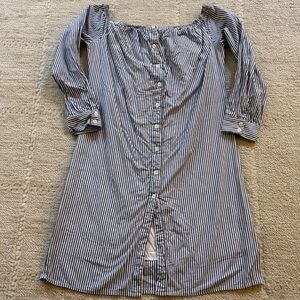 J.O.A. Blue and White Striped Button-Down Shirt